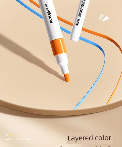 Akrilik Marker Kalem Seti - 48 Renk Geliştirilmiş Mürekkep Miktarı 56 Parça Set - 11