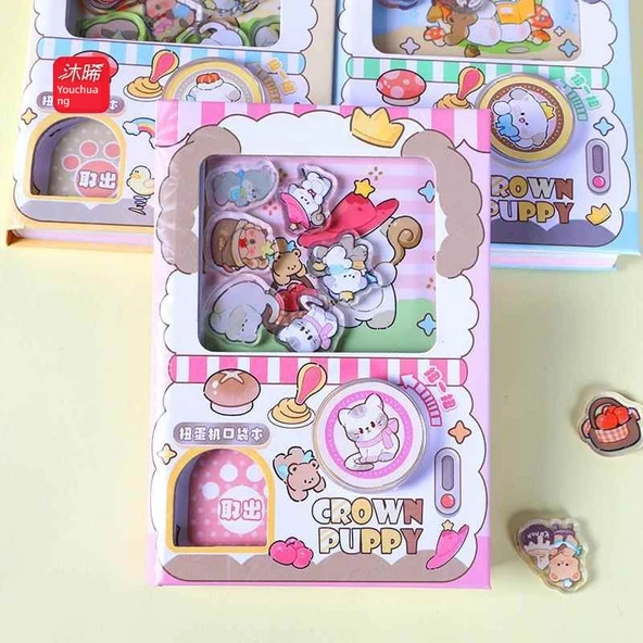Sevimli Karikatür Mini Defter - Taçlı Köpek Pembe