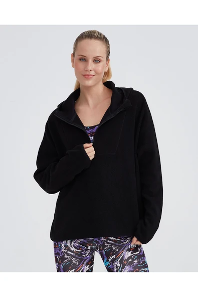 W Outdoor Fleece Half Zip Sherpa Kadın Siyah Sweatshirt S232297-001