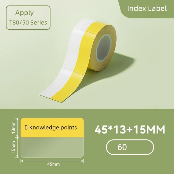 Termal Etiket - Limon Sarısı - 45x13+15mm - 60 Yaprak/Rulo