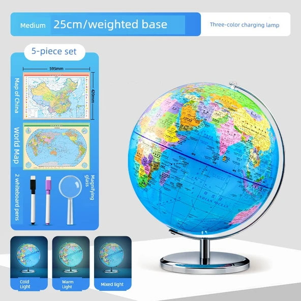 AR Dünya Küresi 25cm Şarjlı Lamba Öğrenci AR (Sabit Taban Yok)