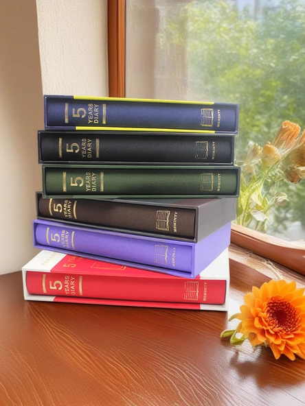5 Yıl Sürekli Kullanım A5 Defter - Kahve + Ahşap Kutu - 3