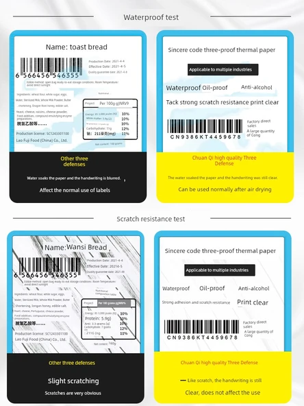 Su Geçirmez Yağ Geçirmez Termal Etiket Kağıdı - 60mm x 30mm - 967 yaprak - 2