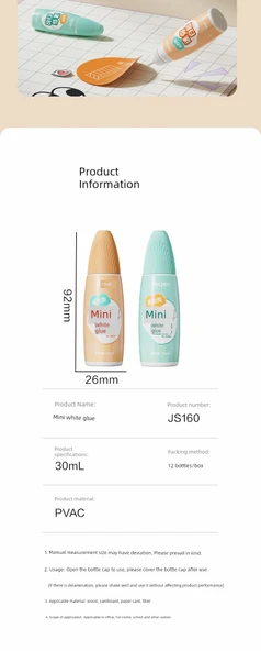 Deli Beyaz Yapıştırıcı - 30ml - Deneyim Paketi - Tek Şişe - Turuncu - 12