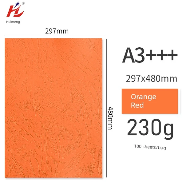 A3 230g Deri Desenli Kapak Kağıdı - Turuncu - 100 Sayfa - Model 3