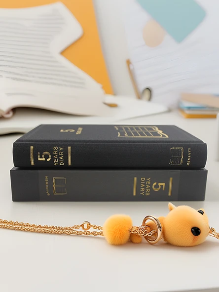 5 Yıl Sürekli Kullanım A5 Defter - Kahve + Ahşap Kutu - 5