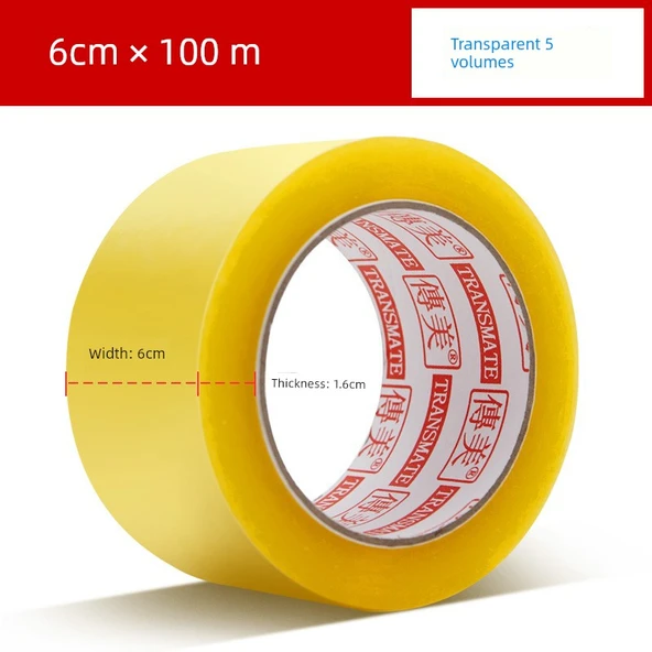 Şeffaf Paketleme Bandı 60mm x 100M - 5 Rulo