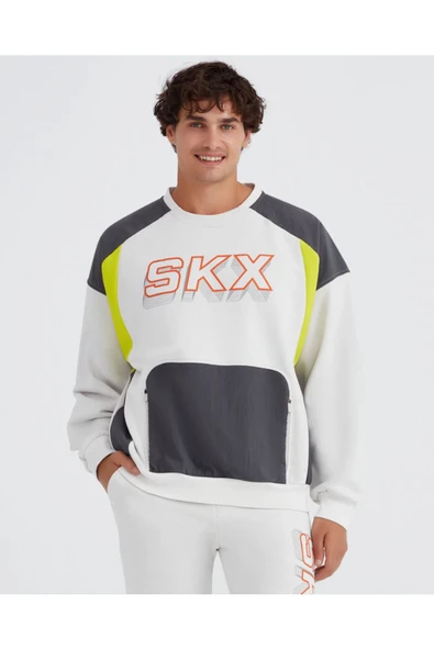 Erkek Crew Neck Sweatshirt Açık Gri