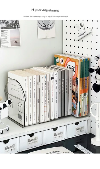 Çekilebilir Masaüstü Kitaplık - [6 Parça] Kitap Desteği + Yükseltilmiş Raf - 10