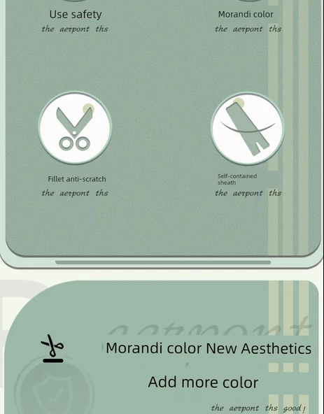 Çocuklar İçin Morandi Renkli Güvenli Makas - Morandi/Yeşil - 9
