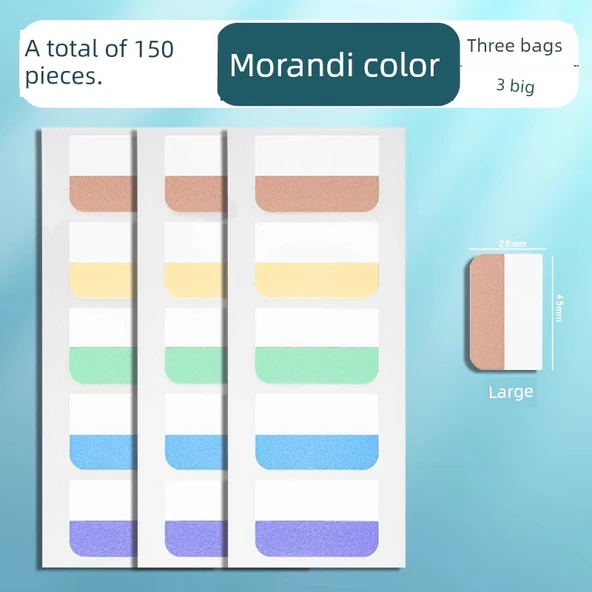 Morandi Renkli Yapışkan Notlar - Büyük, 3 Paket, 150 Parça