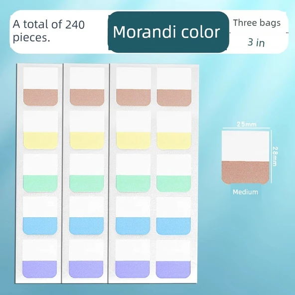 Morandi Renkli Yapışkan Notlar - Orta, 3 Paket, 240 Parça