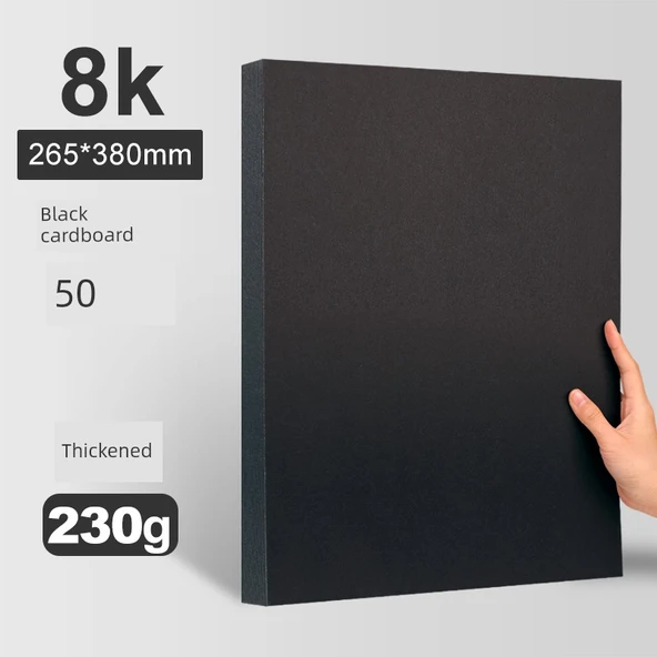 8K Siyah Karton 230g - 50 Sayfa (Kalın)