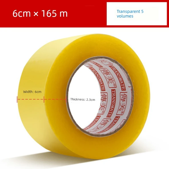 Şeffaf Paketleme Bandı 60mm x 165M - 5 Rulo