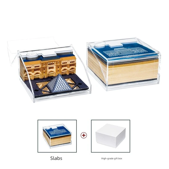3D Not Kağıdı - Paris Louvre Müzesi - Işıklı