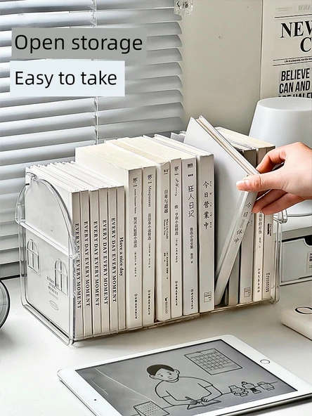 Çekilebilir Masaüstü Kitaplık - [6 Parça] Kitap Desteği + Yükseltilmiş Raf - 5