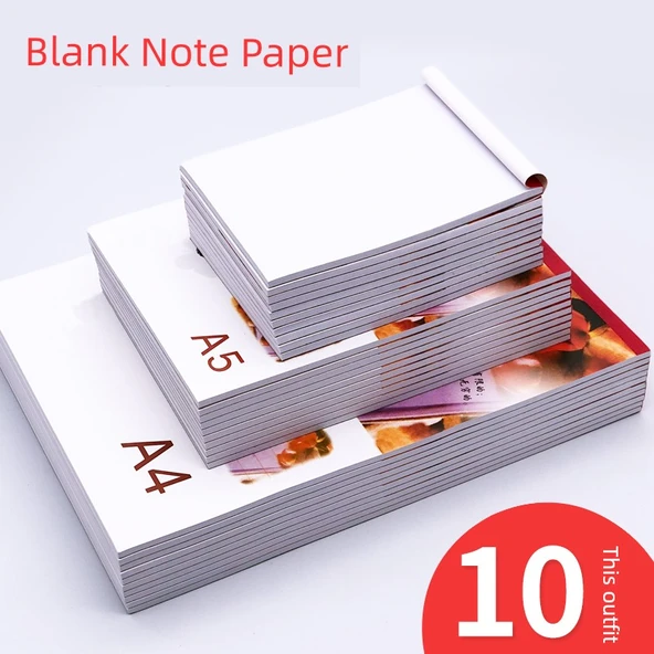 Beyaz Kağıt Not Defteri - A5 Orta Boy - 10 Paket - Resim 2