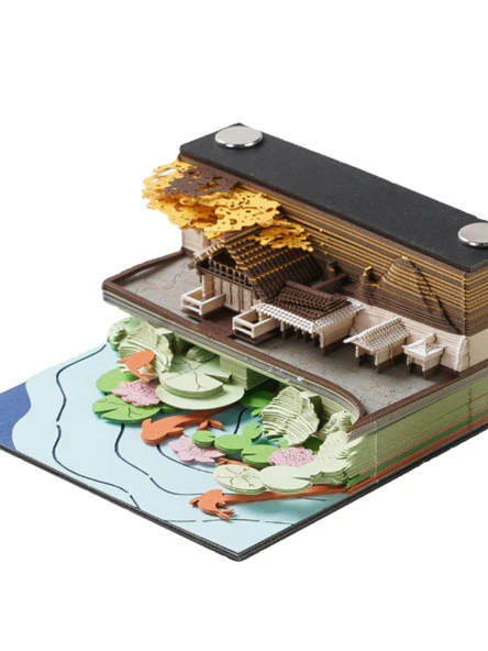3D Kağıt Oymalı Yapışkan Not - Oymalı Kafes Ay Işığı Hediye Paketi - 6