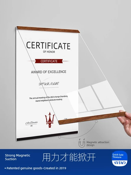 A3 Sertifika Kapağı Çerçevesi - Alüminyum Alaşım - Altın - Dikey - Tek Katmanlı - Resim 4