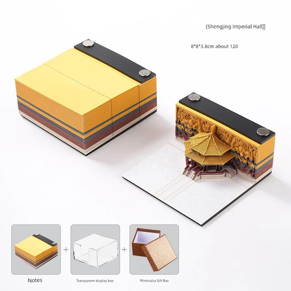 3D Kağıt Oymalı Yapışkan Not - Shengjing İmparatorluk Şehri Hediye Paketi