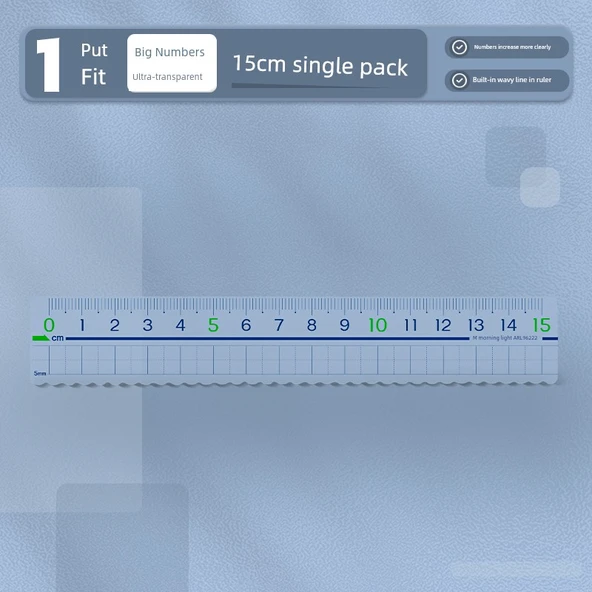 Şeffaf Akrilik Cetvel - 15cm - Büyük Rakam - 1 Paket