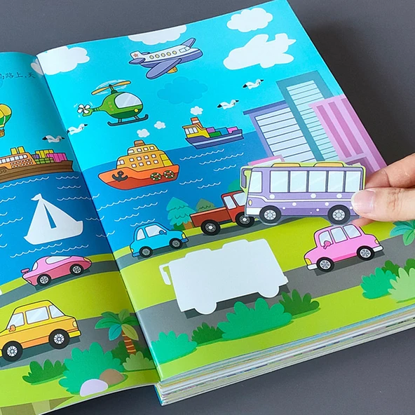 Eğitici Çocuk Çıkartma Kitabı A4 Boyut - 2 Parça Set [Araç + Matematik Aydınlatma] - Resim 2