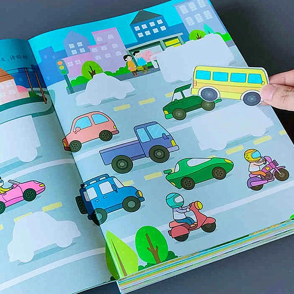 Eğitici Çocuk Çıkartma Kitabı A4 Boyut - 2 Parça Set [Araç + Matematik Aydınlatma] - Resim 5