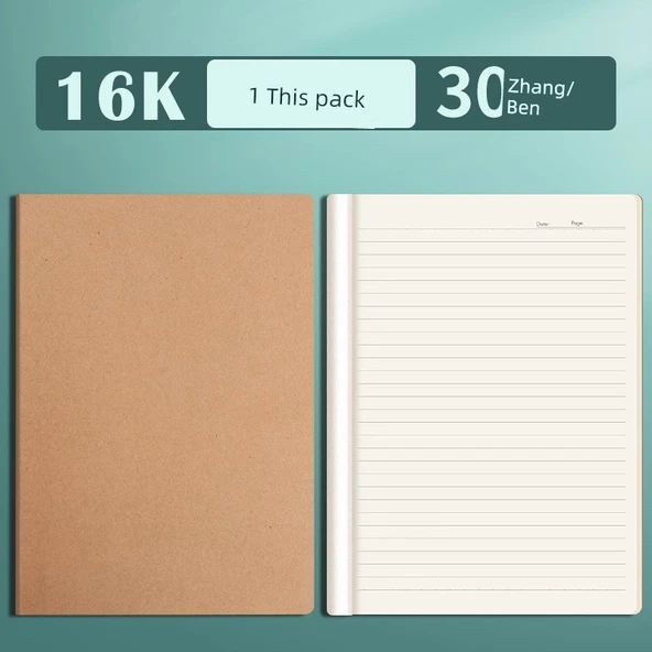 16K Konulu Defter - Deri Kapak Yatay Çizgi 1 Defter