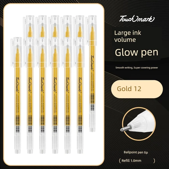 Altın Vurgulayıcı Kalem - Büyük Mürekkep - 1.0mm - 12'li