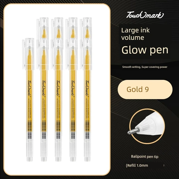 Altın Vurgulayıcı Kalem - Büyük Mürekkep - 1.0mm - 9'lu