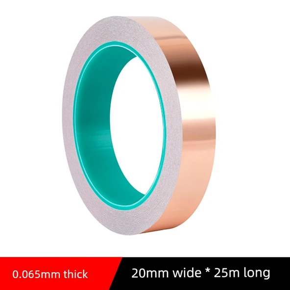 İletken Bakır Folyo Bant - 0.065mm Kalınlık x 20mm Genişlik x 25m Uzunluk
