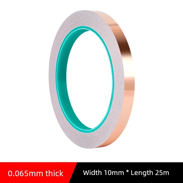 İletken Bakır Folyo Bant - 0.065mm Kalınlık x 10mm Genişlik x 25m Uzunluk