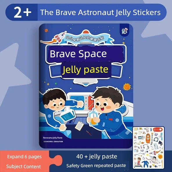 Yeniden Kullanılabilir Jel Çıkartma Kitabı - Cesur Astronot