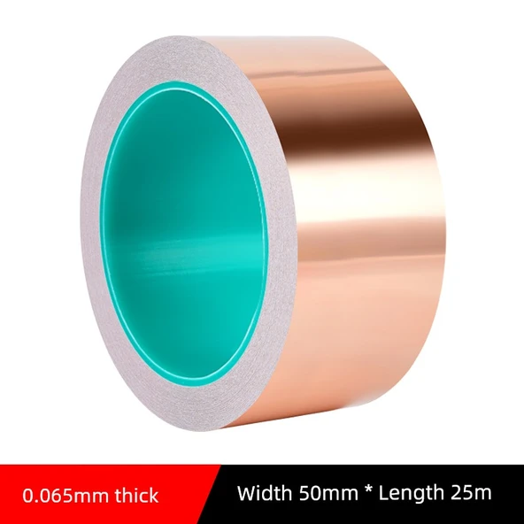 İletken Bakır Folyo Bant - 0.065mm Kalınlık x 50mm Genişlik x 25m Uzunluk