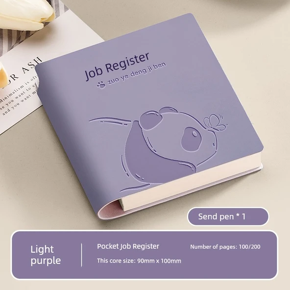 Cep Mini Defter - Kalın 200 Sayfa - Mor Kalem ile