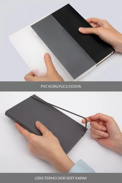 LATON TAVOİTE A5 TARİHSİZ PLANLAYICI KUMAŞ SERT KAPAK DEFTER 14x21cm 256 YAPRAK AÇIK GRİ - 3