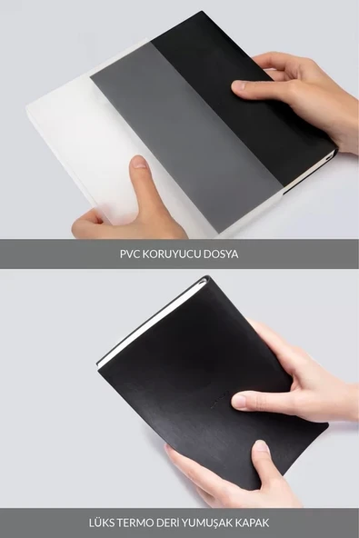 LATON AİNA A5 TARİHSİZ PLANLAYICI PREMİUM TERMO DERİ YUMUŞAK KAPAK DEFTER 14x21cm 368 SAYFA SİYAH - 3