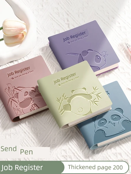 Cep Mini Defter - Yatay Çizgi - 4 Paket - Açık Yeşil, Mor, Pembe ve Mavi ile 4 Kalem - Resim 2