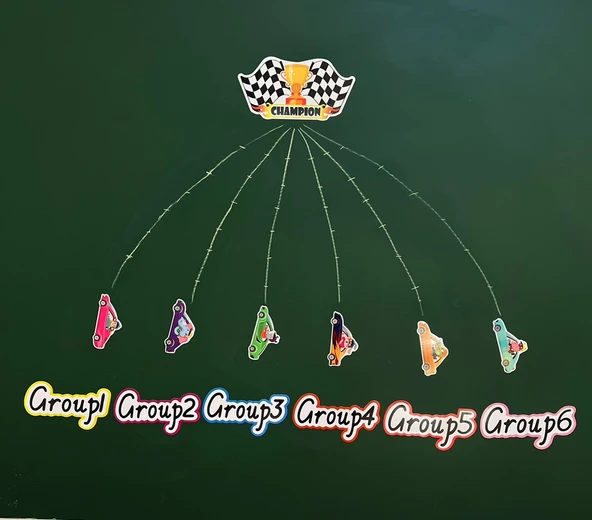 Sınıf Öğretimi Ödül Manyetik Çıkartmalar - Yarış 6 + İngilizce Grup 1-6 + Bayrak 1