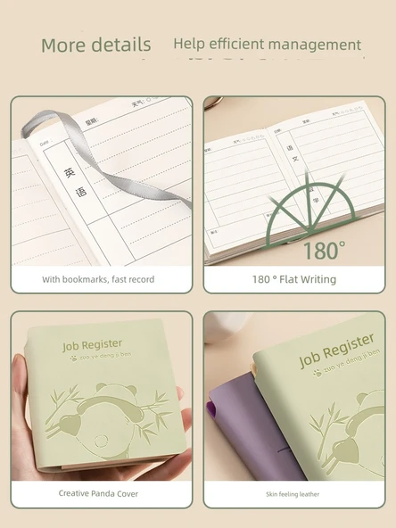 Cep Mini Defter - Yatay Çizgi - 4 Paket - Açık Yeşil, Mor, Pembe ve Mavi ile 4 Kalem - Resim 5