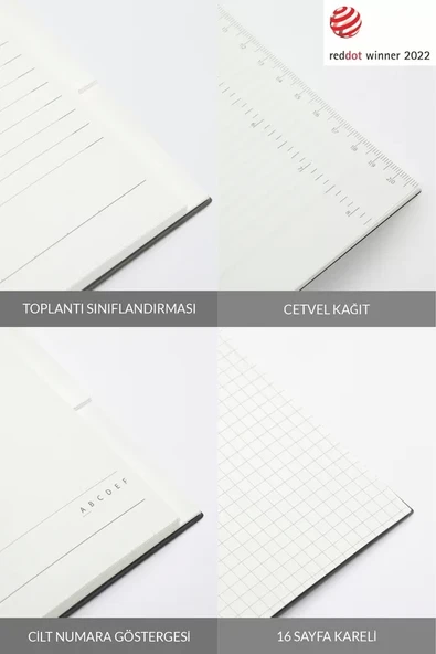 LATON KOPPİ B5 TARİHSİZ PLANLAYICI TOPLANTI ORGANİZATÖRÜ TERMO DERİ YUMUŞAK KAPAK DEFTER 18x23cm 128 YAPRAK KOYU GRİ - 5