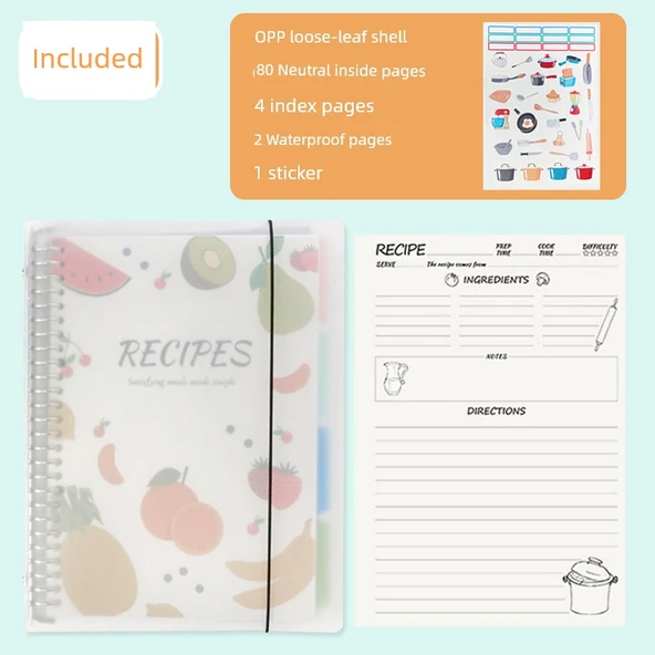 DIY Tarif Defteri Gevşek Yapraklı Defter - Beyaz