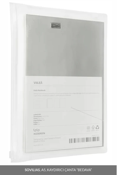 LATON VİİLEA A5 PREMİUM TERMO DERİ YUMUŞAK KAPAK PVC A5 KAYDIRICI ÇANTA,PVC A6 YAPIŞTIRICI CEP DEFTER 14x21cm 96 SAYFA MAVİ