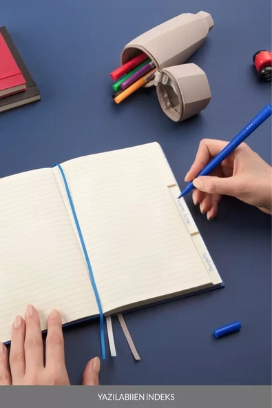 LATON KOLME A5 NOT VE TASARIM DEFTERİ KUMAŞ SERT KAPAK DEFTER 14x21cm 192 YAPRAK BORDO - 5