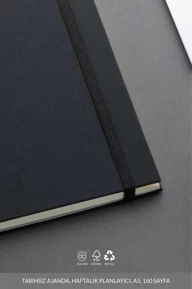 LATON UNELMA A5 TARİHSİZ PLANLAYICI PREMİUM KUMAŞ SERT KAPAK DEFTER 14x21cm 160 YAPRAK ZEYTİN YEŞİLİ - 3