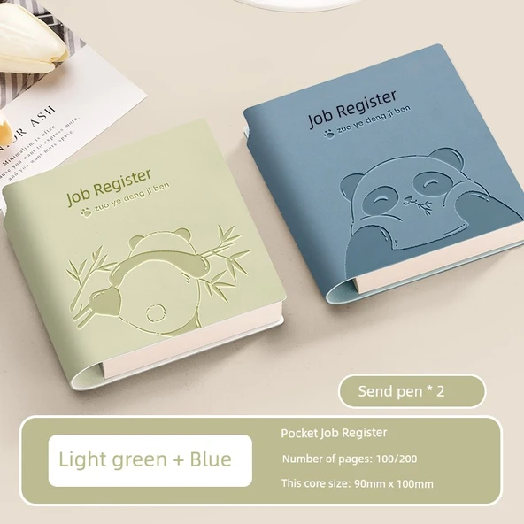 Cep Mini Defter - 2 Paket - Açık Yeşil ve Mavi ile 2 Kalem