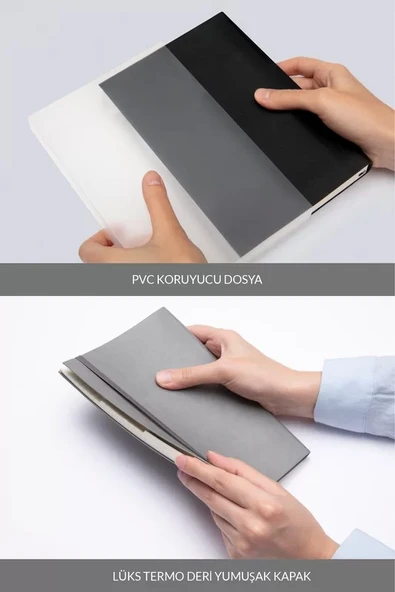 LATON TAVOİTE A5 TARİHSİZ PLANLAYICI TERMO DERİ YUMUŞAK KAPAK DEFTER 14x21cm 256 YAPRAK KOYU GRİ - 5