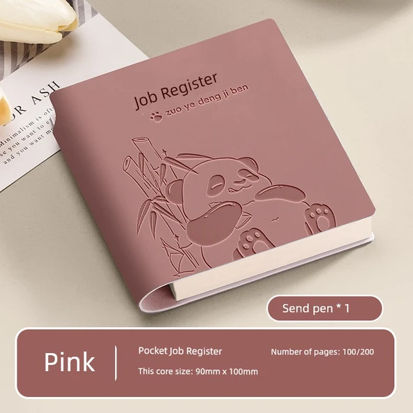 Cep Mini Defter - Kalın 200 Sayfa - Pembe Kalem ile