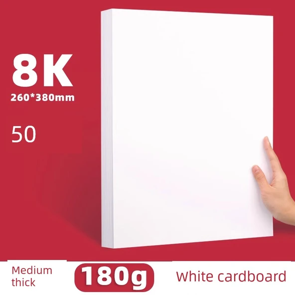 8K Beyaz Karton 180G - 50 Yaprak (Orta Kalınlık)