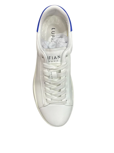 Lufian Anton Erkek Hakiki Deri Sneaker Beyaz Mavi 111230254 - 4